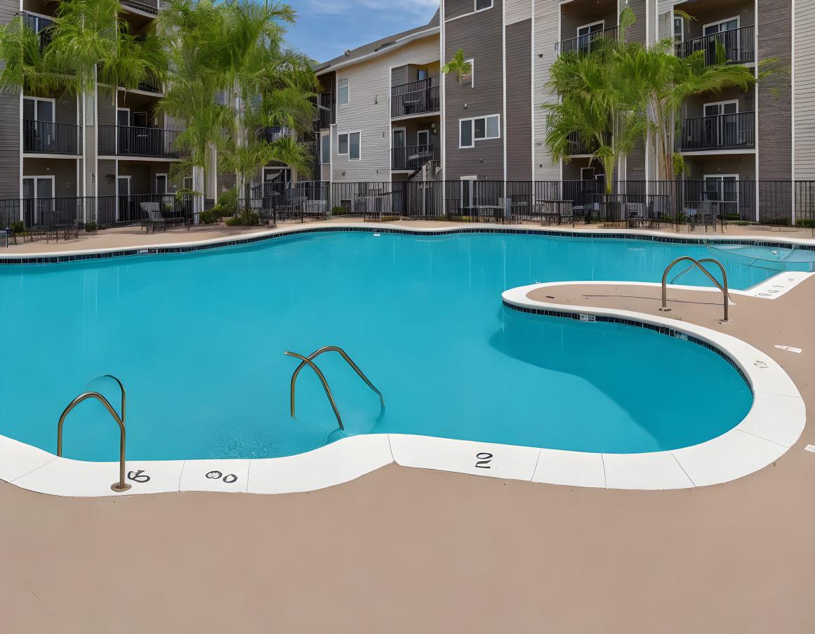 Large Communal Swimming Pool Surrounded by Residential Apartments