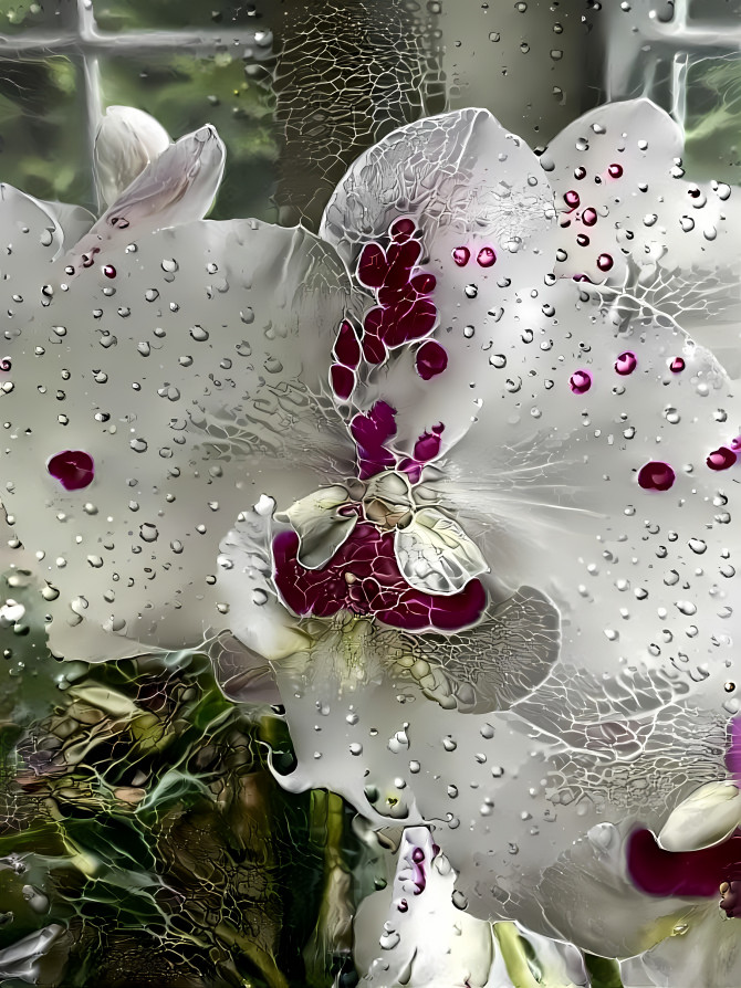 Water drops on an Orchid