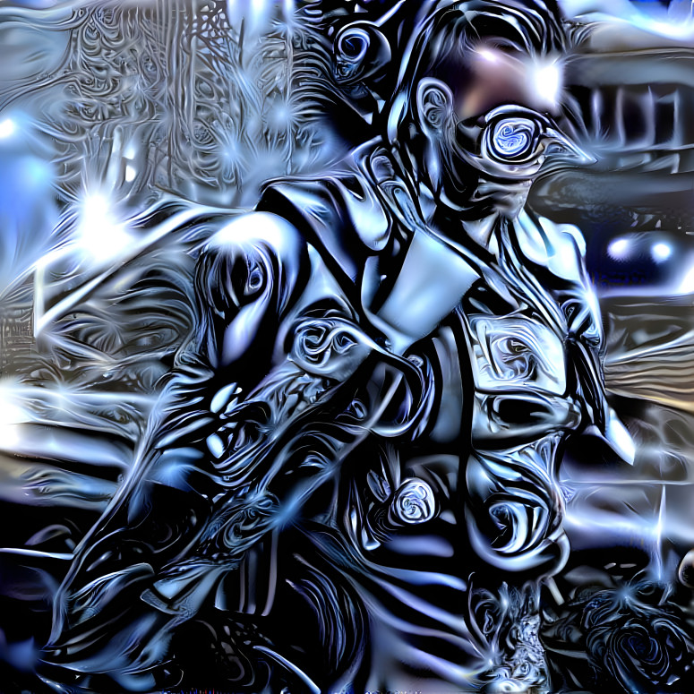 Scifi Man In Cyberpunk World