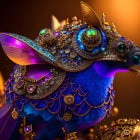 Colorful Ornate Bird Sculpture with Intricate Patterns and Jewels