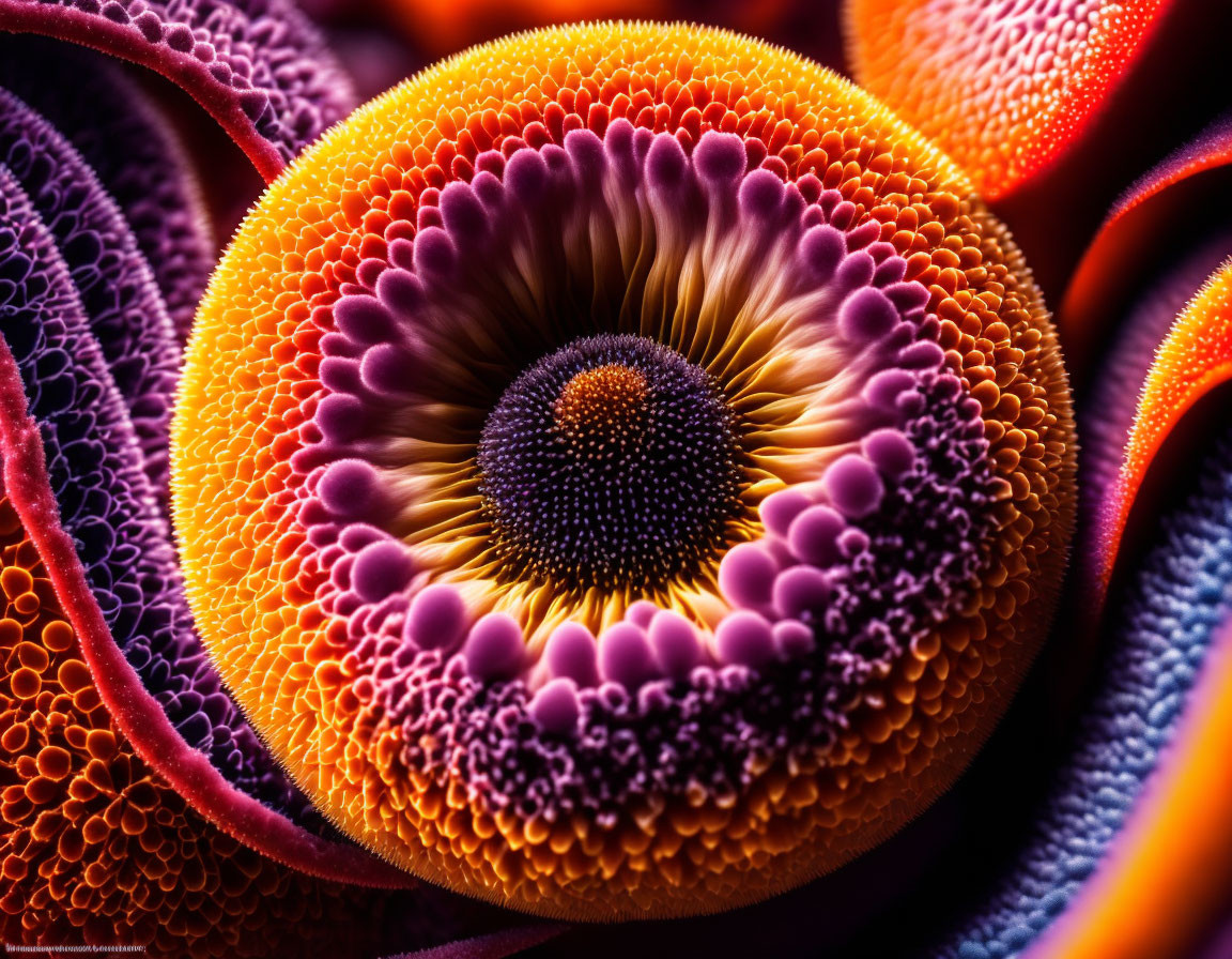 Colorful Close-Up of Purple and Orange Sea Anemone-Like Structure