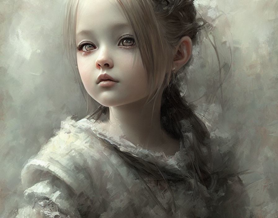 Young Girl Digital Painting: Expressive Eyes & Dreamy Aura