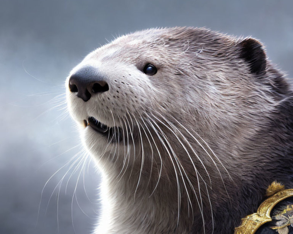 Detailed Stylized Otter Portrait with Dreamy Expression