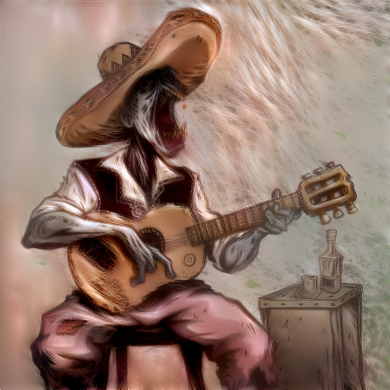 Zombie dans un sombrero, jouant de la guitare