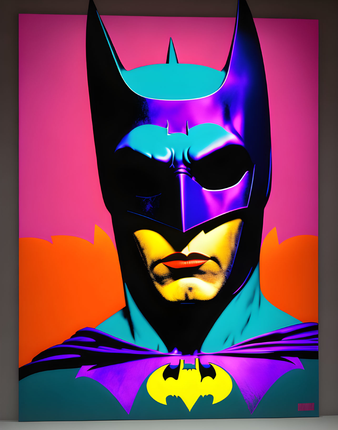 Vibrant Batman Artwork with Purple and Yellow Palette