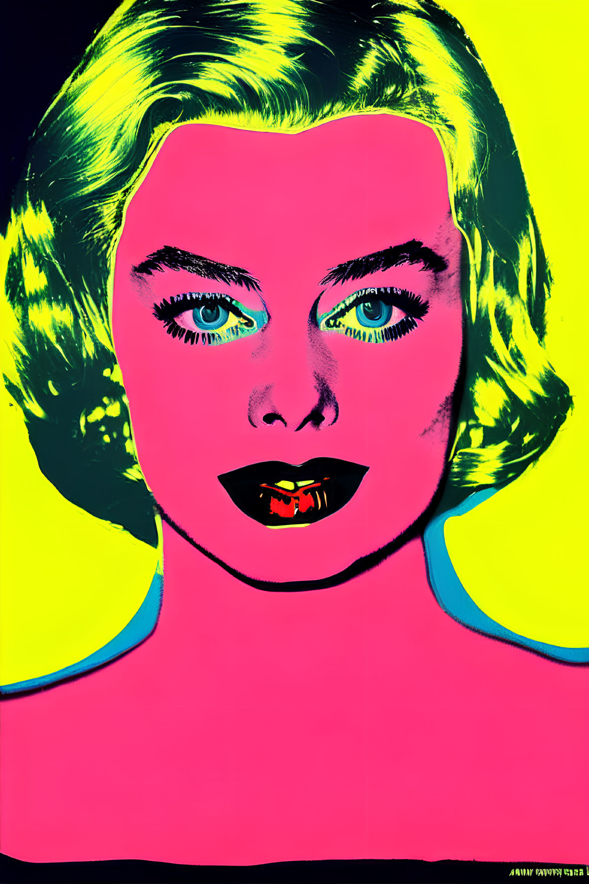 Colorful Pop Art Portrait of Woman with Exaggerated Features