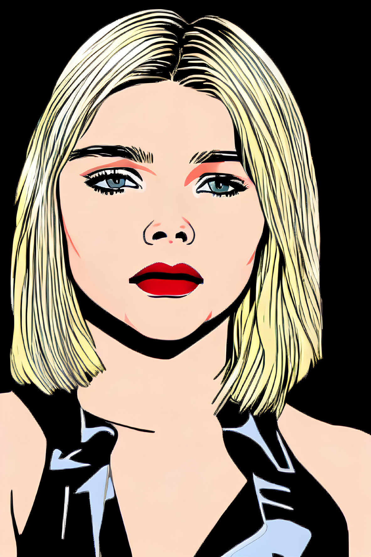 Blonde Bob Haircut Woman in Pop Art Style