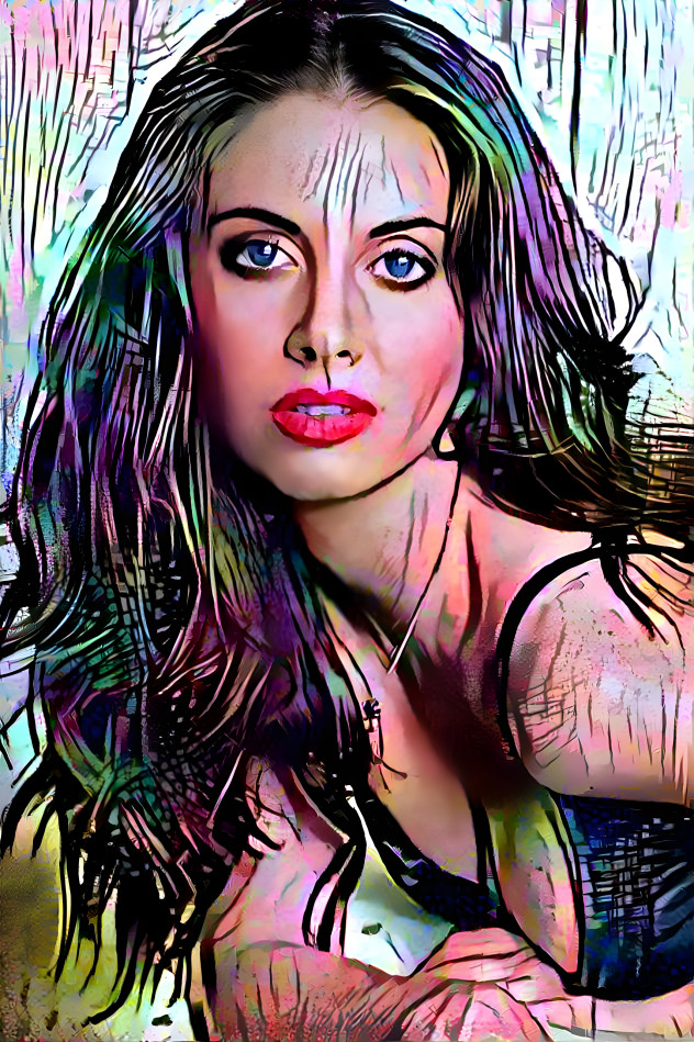 Alison Brie rainbow crosshatch 