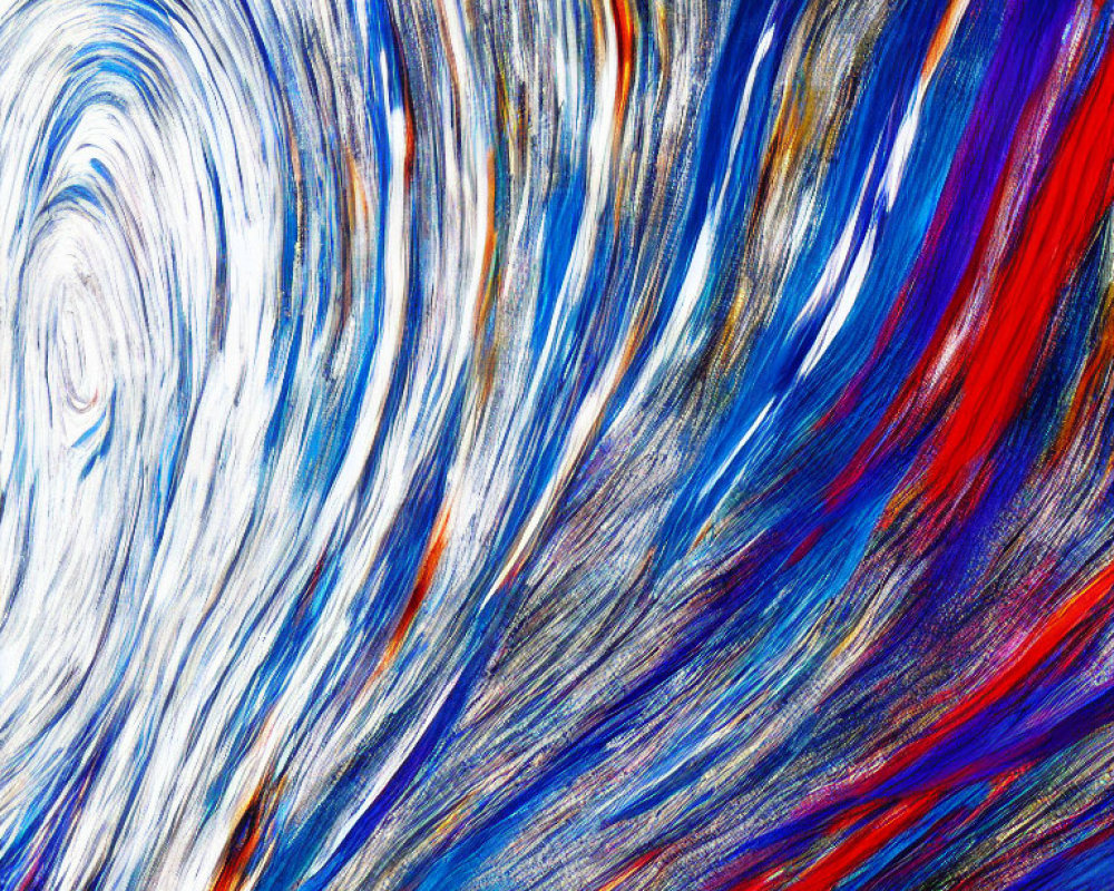 Colorful Abstract Swirls in Blue, Red, and White Pattern