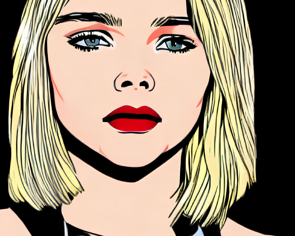 Blonde Bob Haircut Woman in Pop Art Style