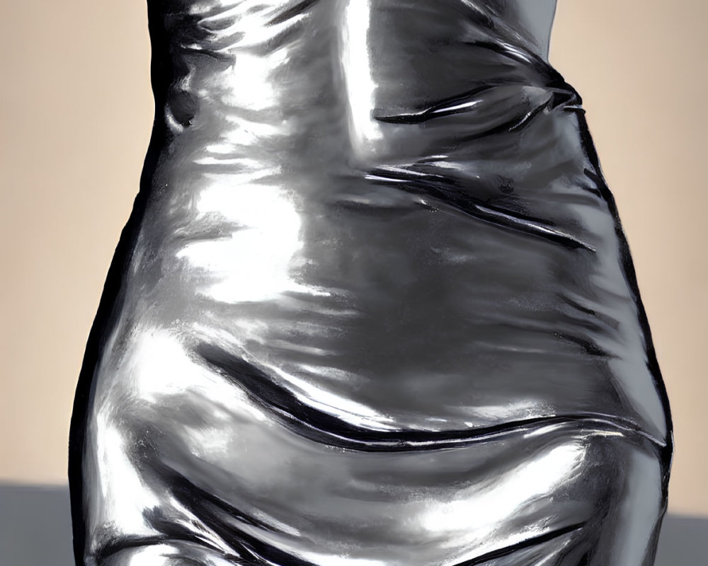 Shimmering silver metallic dress with figure-hugging design