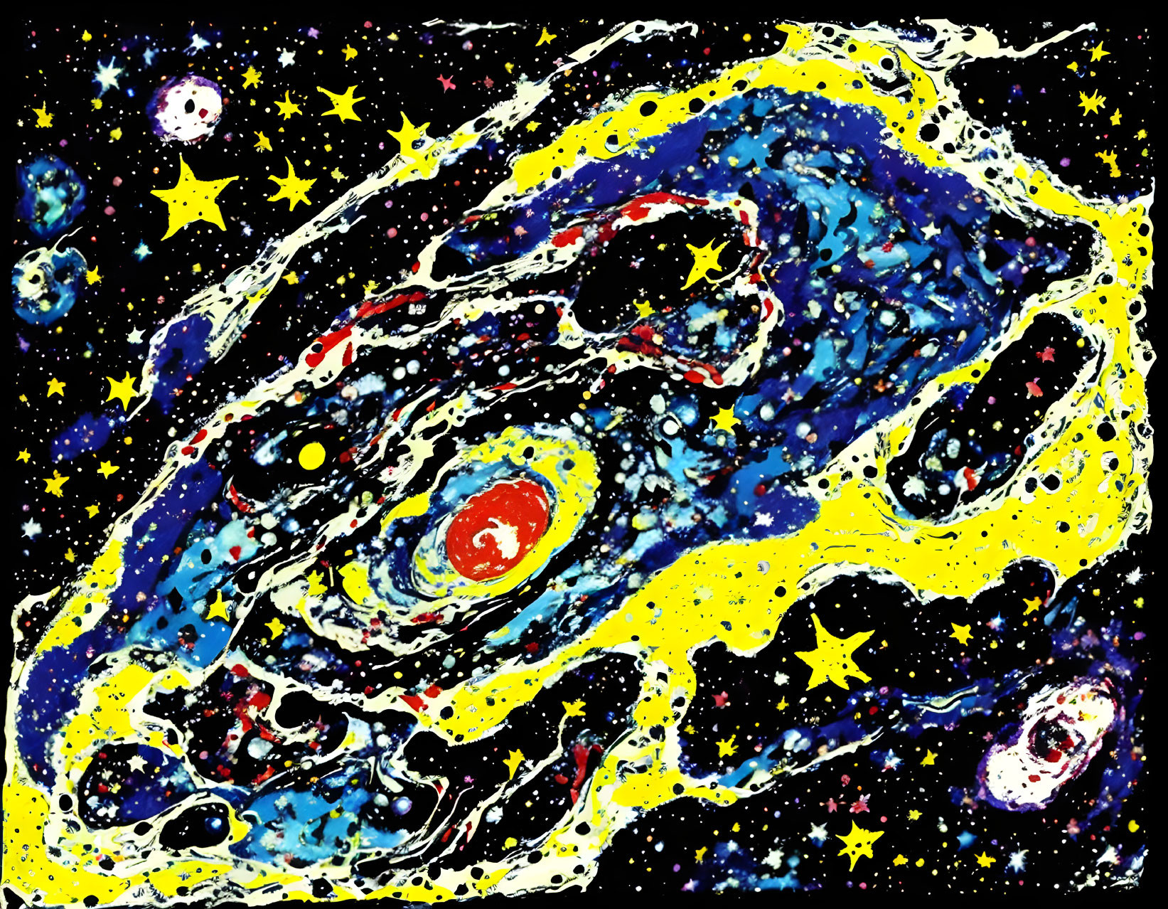 Colorful Abstract Painting of Cosmic Scene