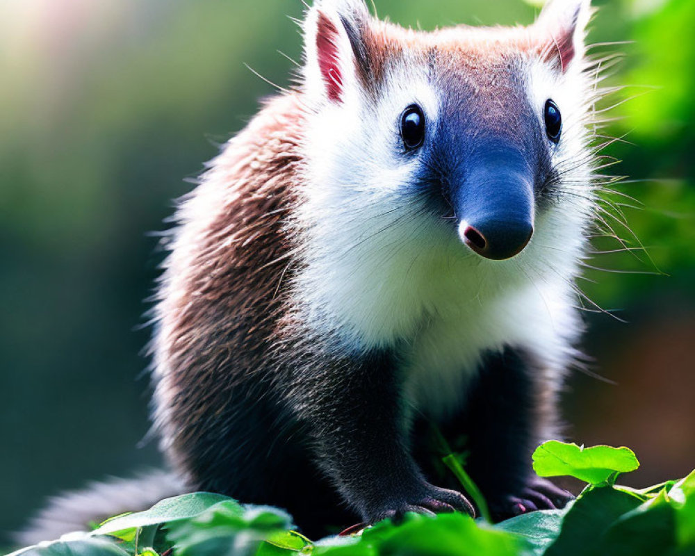 White and Brown Tree-Dwelling Mammal with Sharp Snout