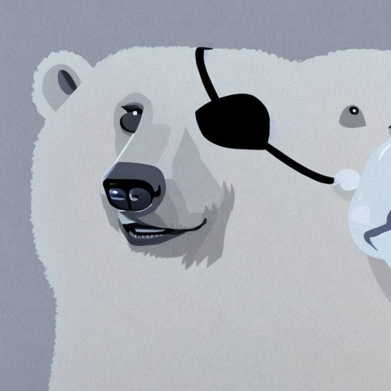 Modern Art Style Polar Bear Illustration with Eyepatch