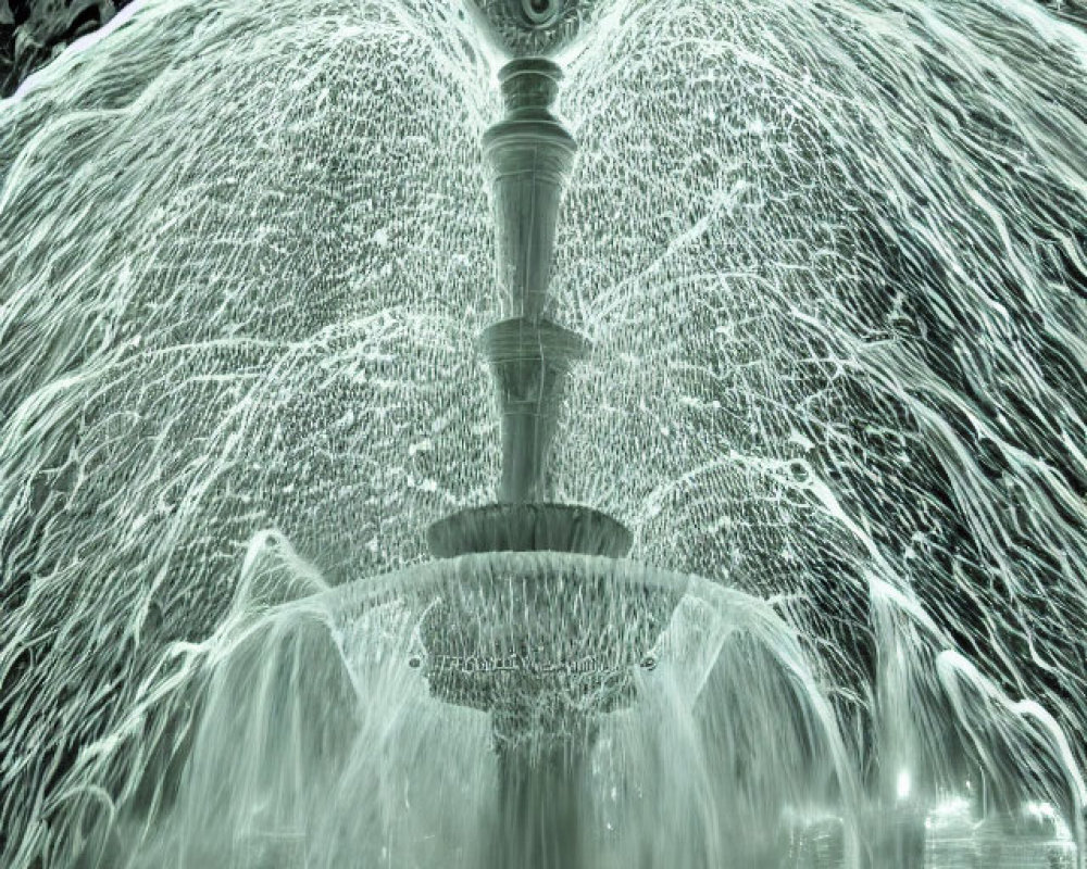 Ornate Fountain at Night with Illuminated Water Jets