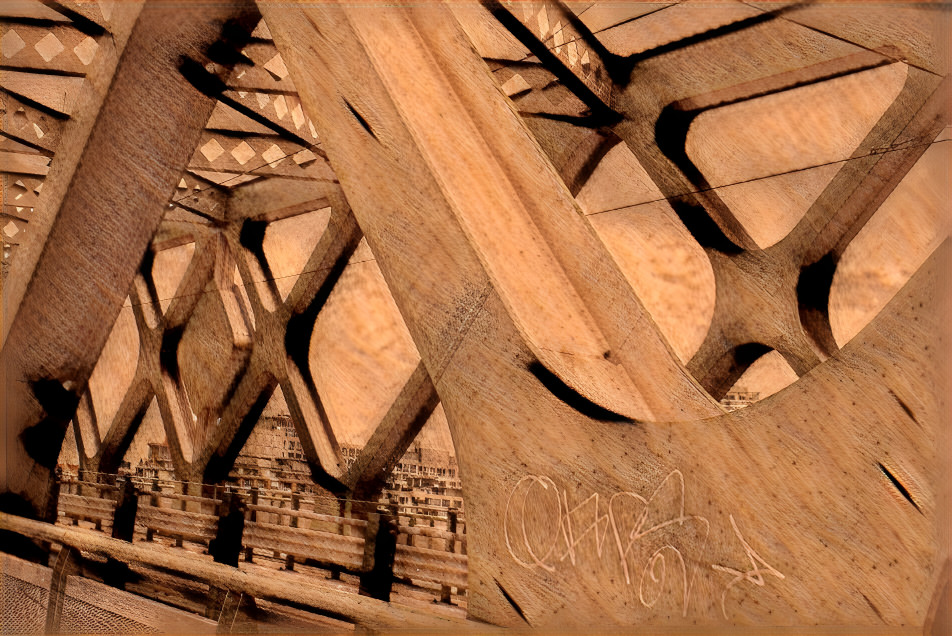 green bridge carved in wood