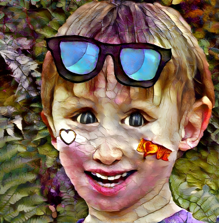 sunglasses kid in leaves