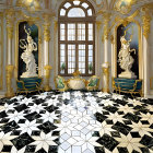 Opulent Baroque-style Room with Gold Trimmings and Marble Floor