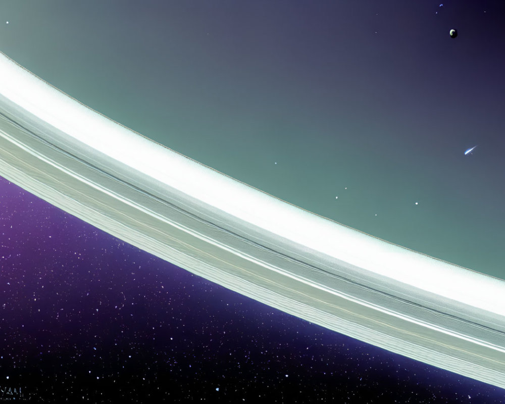 Celestial ring in space with stars and planet view