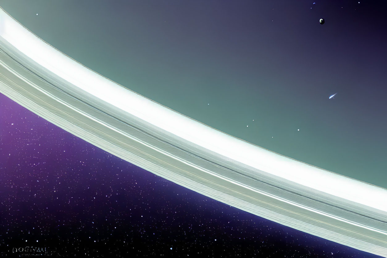 Celestial ring in space with stars and planet view