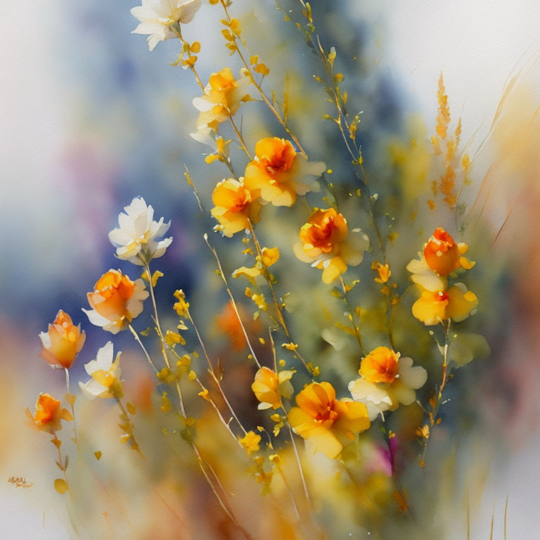 Delicate Yellow and White Flowers in Soft Focus