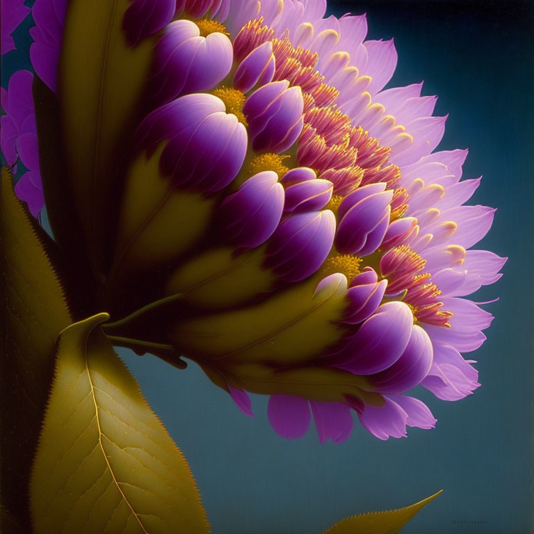 Digital Artwork: Purple Flowers with Golden Centers on Dark Background