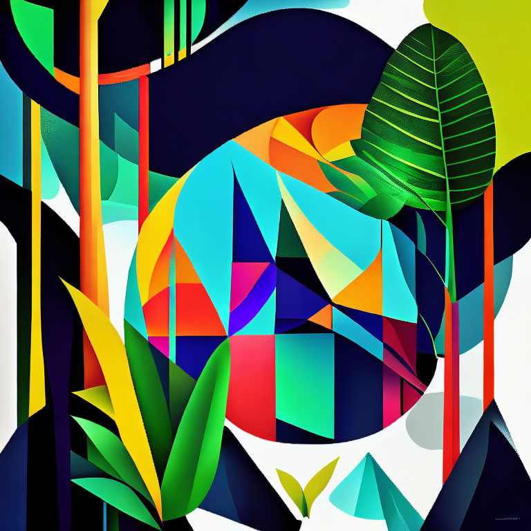 Vivid Abstract Geometric Artwork of Nature Scene