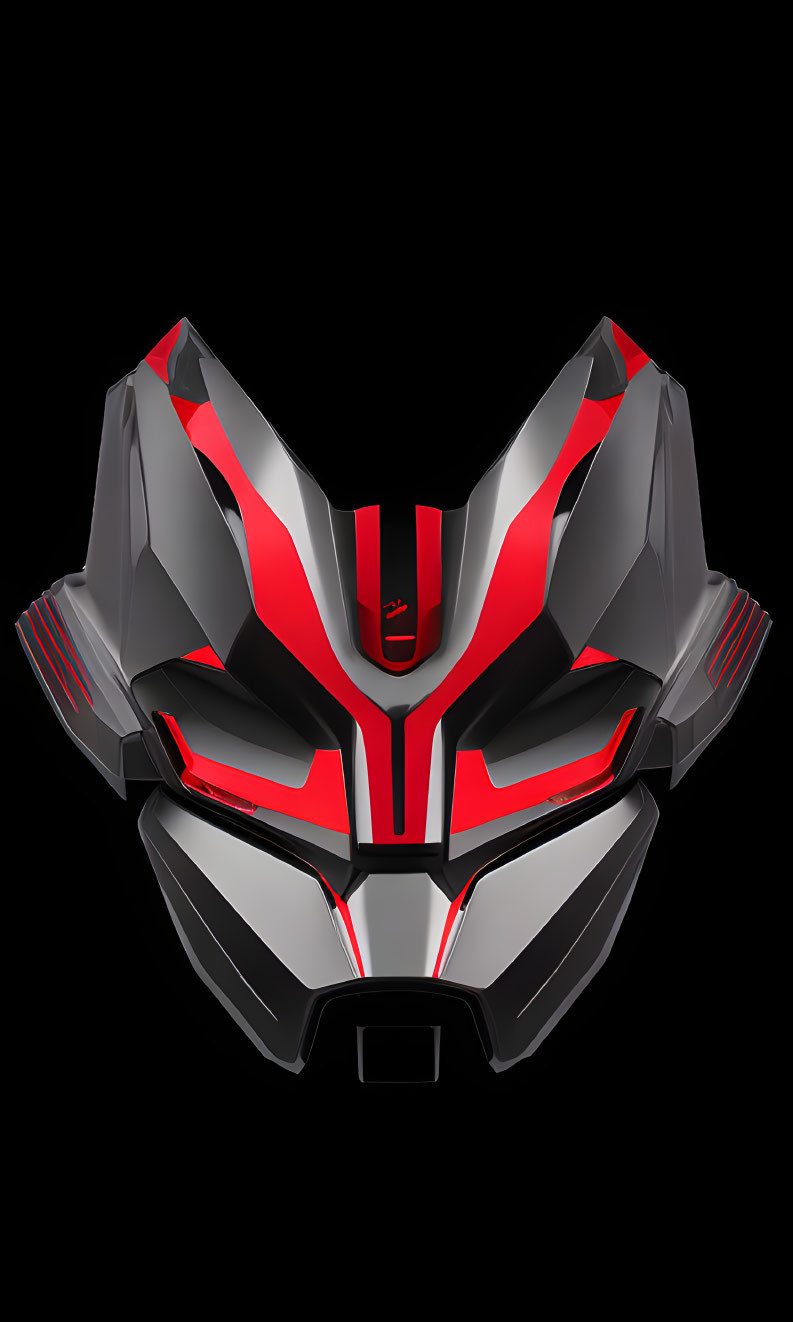 Black and Red Futuristic Chest Armor Design on Black Background