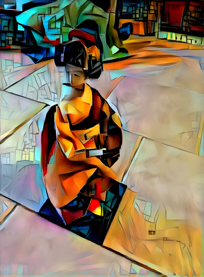 Geisha Doll Square Art Flow