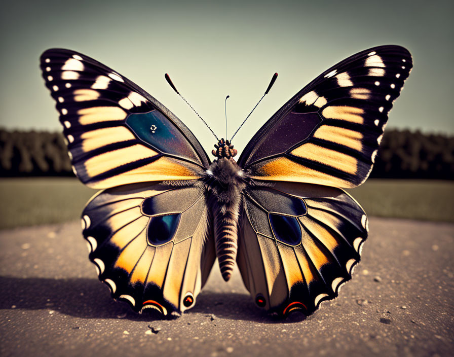 Colorful Butterfly Close-Up with Vibrant Wing Patterns