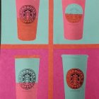 Colorful Holiday Starbucks Cups on Dual-toned Backgrounds