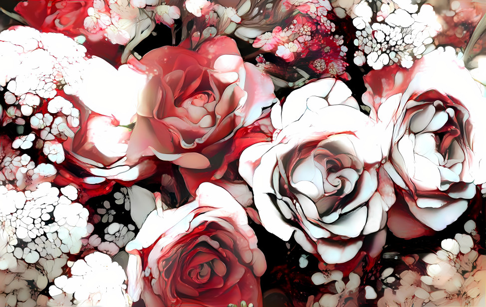 Red and White Roses