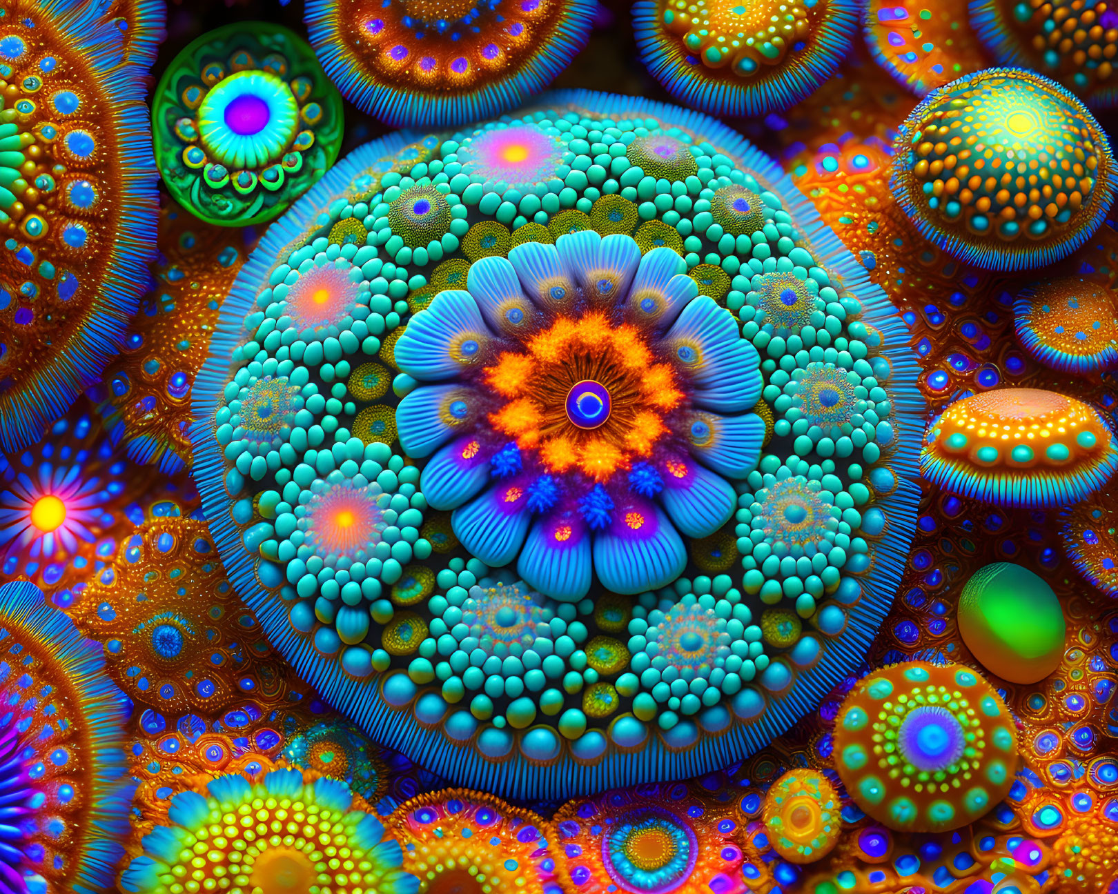 Colorful Fractal Image with Symmetrical Patterns