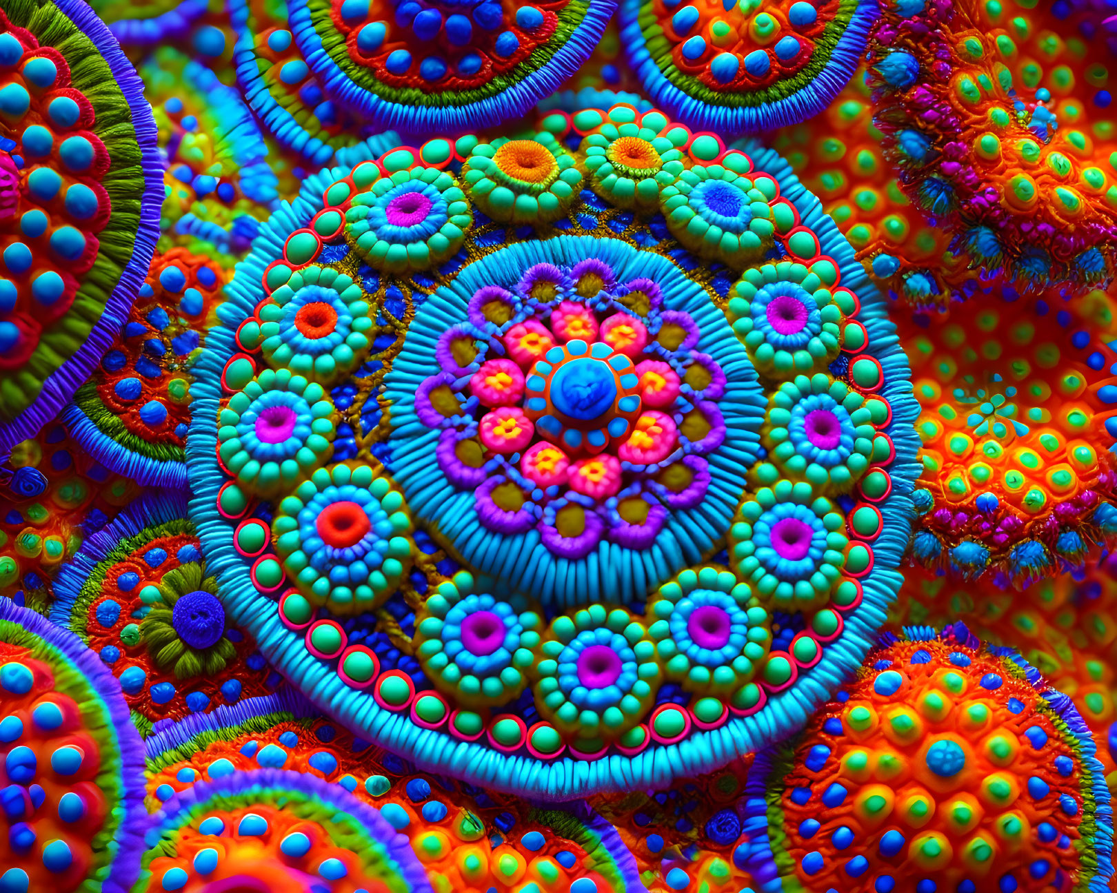 Colorful Fractal Image with Psychedelic Patterns and Coral-like Structures