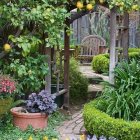 Lush Greenery and Colorful Flowers on Vibrant Garden Path