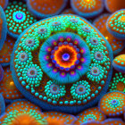 Colorful Fractal Artwork with Marine Life Patterns