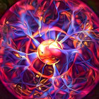 Colorful Abstract Illustration of Glowing Orb with Radiant Core