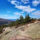 Colorful Autumn Landscape with Rolling Hills and Blue Sky