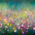 Colorful Flowers and Butterflies in Dreamlike Field