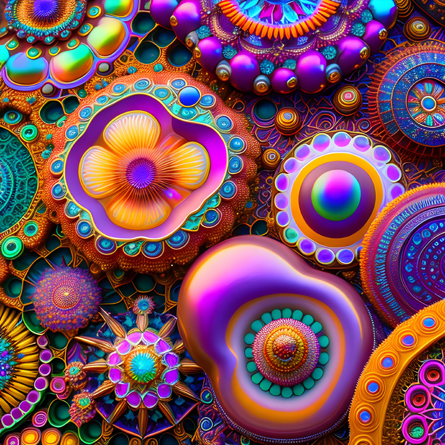 Colorful Abstract Image with Psychedelic Fractal Patterns