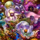 Colorful Abstract Image with Psychedelic Fractal Patterns