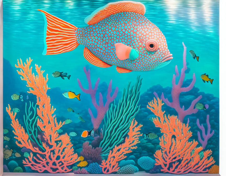 Vibrant Underwater Scene with Large Patterned Fish