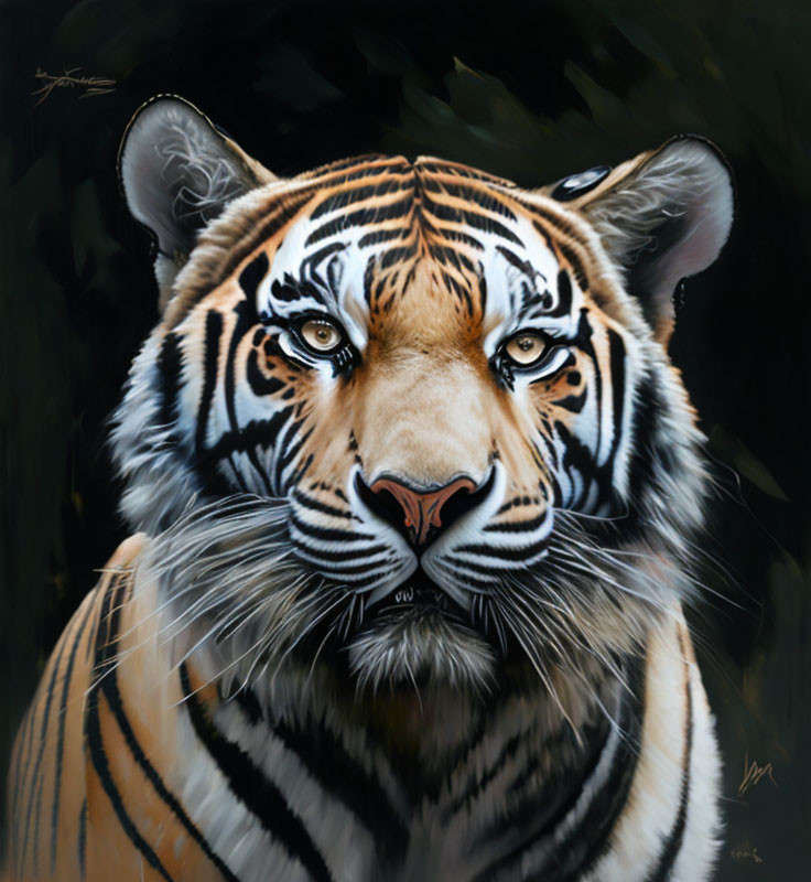 Detailed Tiger Portrait with Intense Gaze