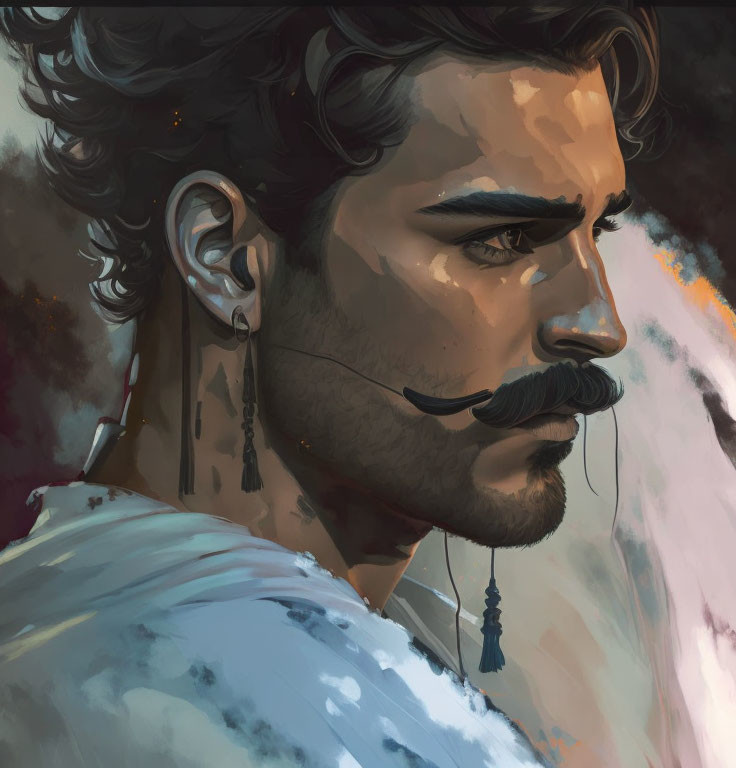 Man with Stylized Mustache in Digital Artwork