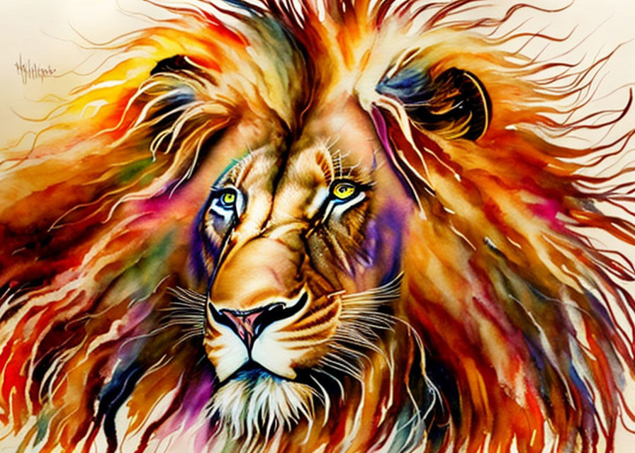 Colorful Lion Face Painting with Vibrant Mane