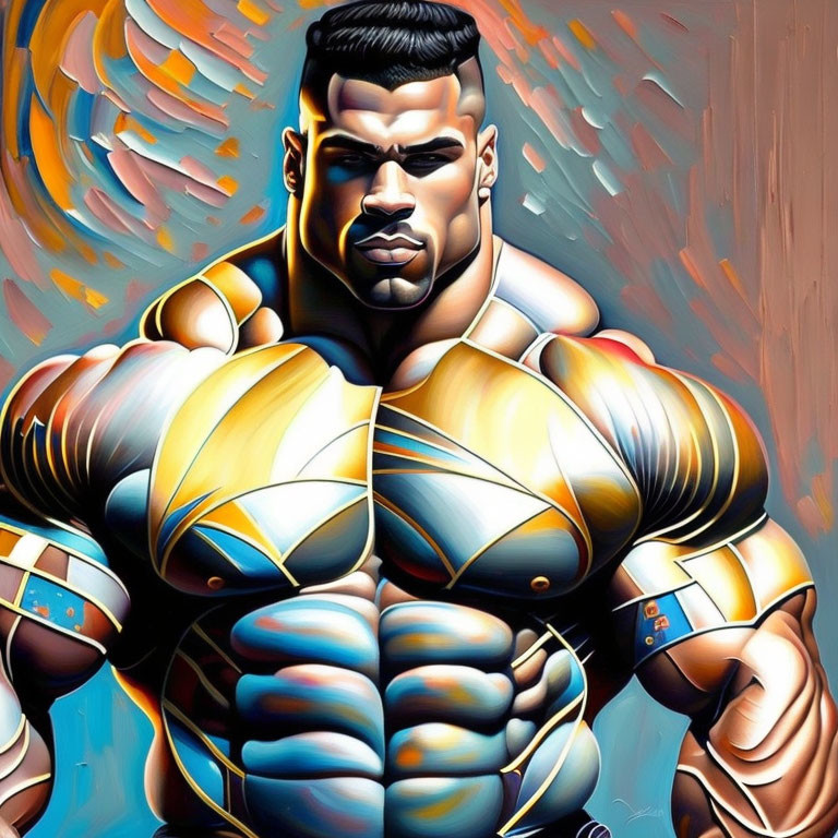 Colorful Comic Style Illustration of Muscular Man