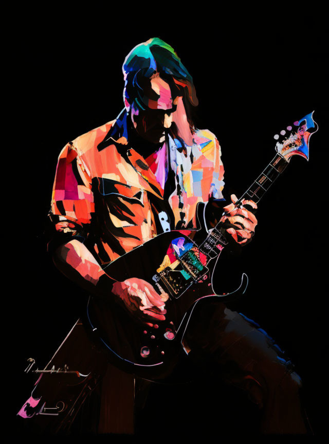 Vivid digital art: Person playing electric guitar