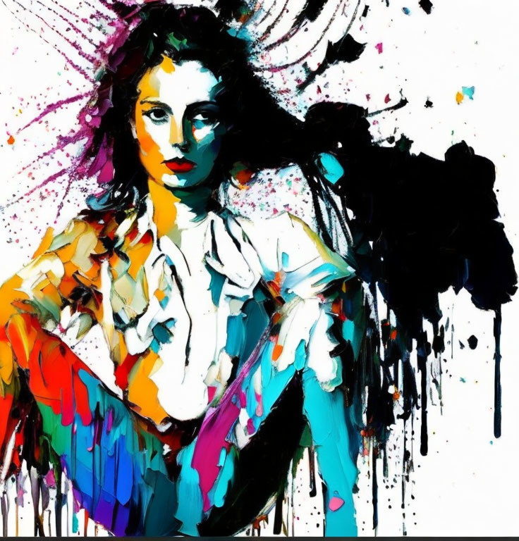 Colorful abstract portrait of a woman on white background