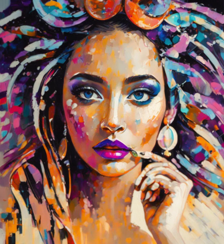 Vibrant Abstract Portrait of Woman with Colorful Makeup