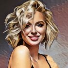 Blonde woman's portrait with cubist style brushstroke effects